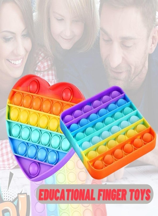 Sage Square Pop It Fidget Toys, Pop Its Fidgets Stocking Stuffers for Kids, Fidget Toy Pack Figit Sensory Toys Popit Popits Christmas Kids Ideas Teens Adults Gifts Girls Boys Toddler (Heart & Square) - Image 2